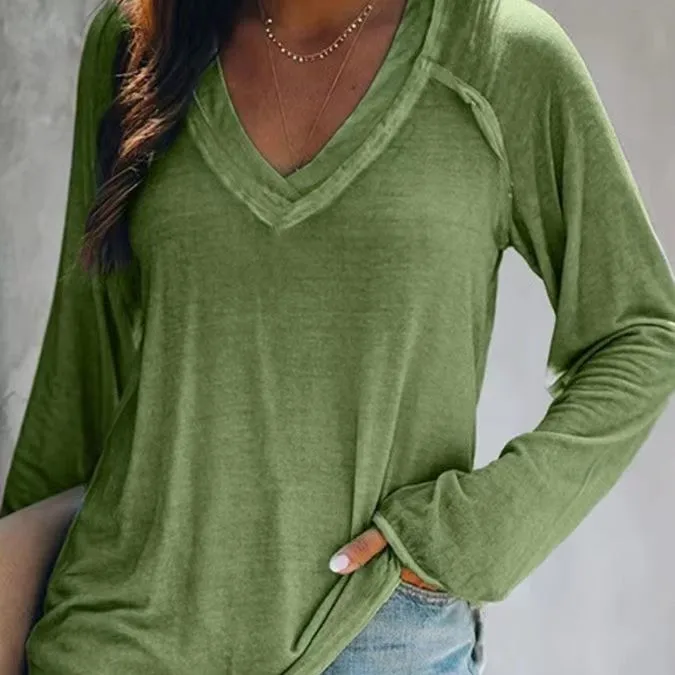 Women's Custom Personalised Tshirts Custom Tank Woman V Neck Long Sleeve Drop Shoulder Customized T Shirt Graphic Crop Top