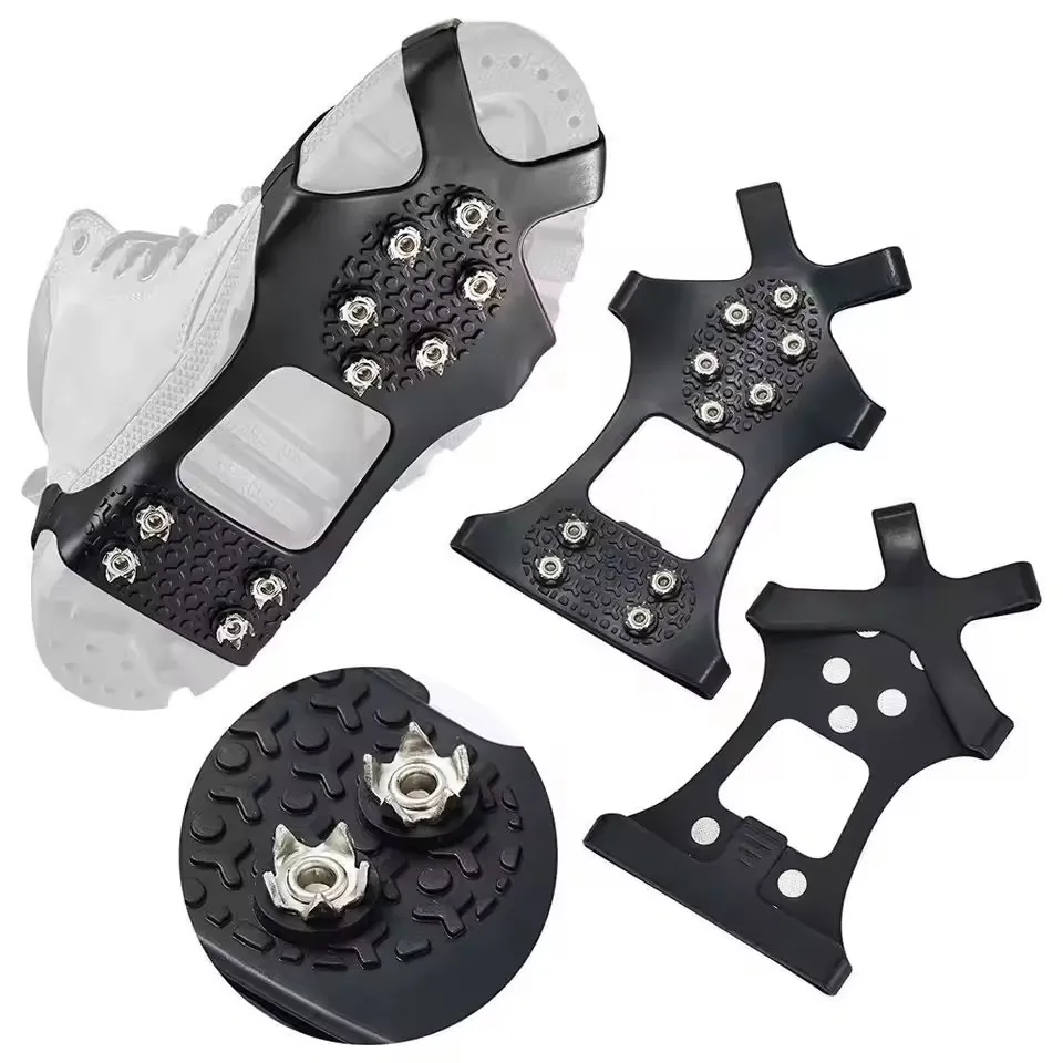 10 Teeth Snow Ice Claw Climbing Anti-Slip Ice Grips Shoe Spikes Crampon Cleats Sport Shoes Cover for Walking Hiking Boots