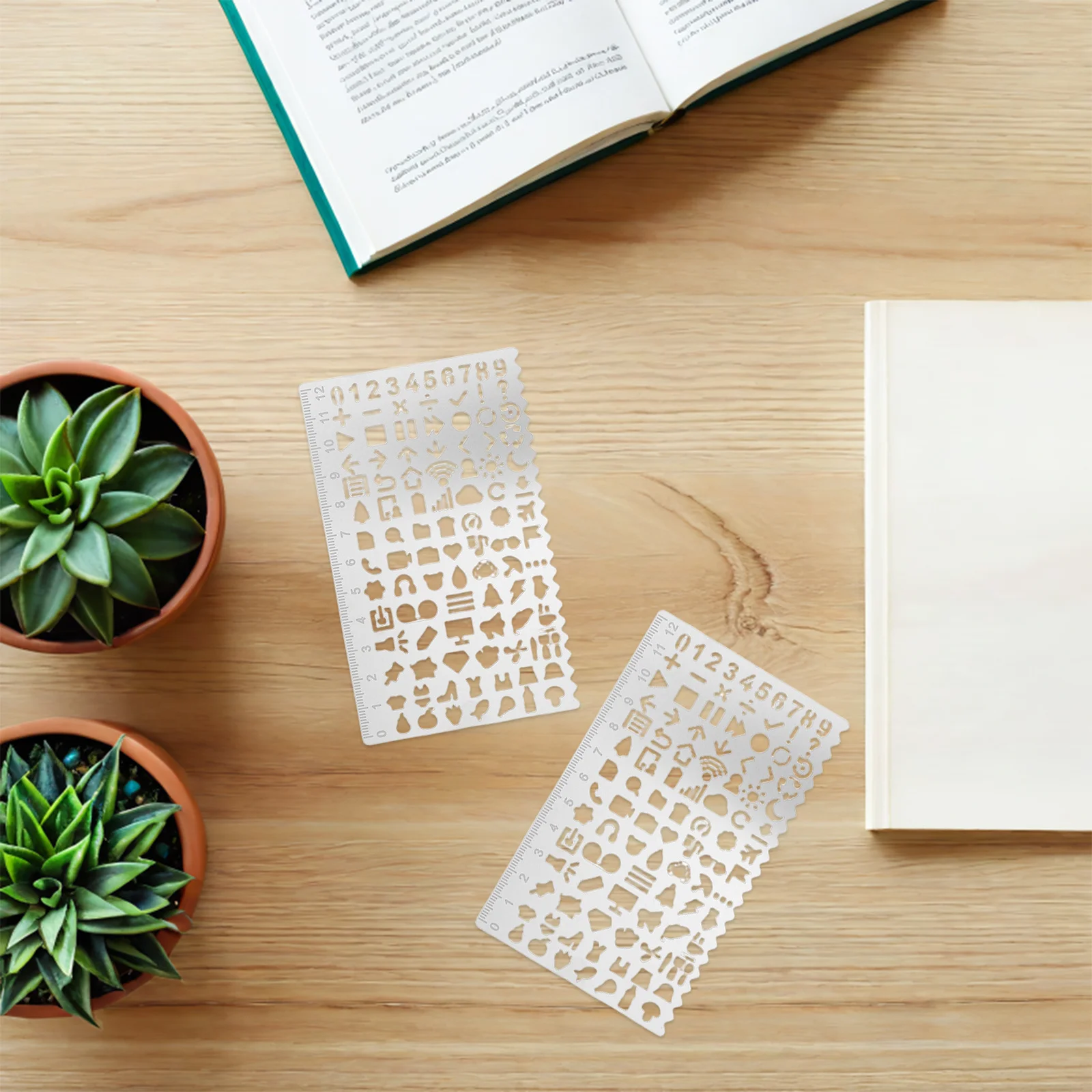 5 Buah Penggaris Stensil Bentuk Geometris untuk Templat Gambar Jurnal Alat Kerajinan Logam Diy Lukisan Scrapbooking Stensil Seni