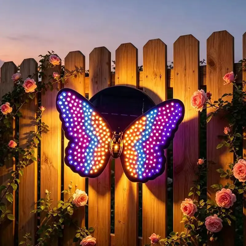 Durable Waterproof Solar LED Outdoor Wall Light Color Changing Glowing Simulation Dynamic Butterfly Garden Lawn Decorative Lamp