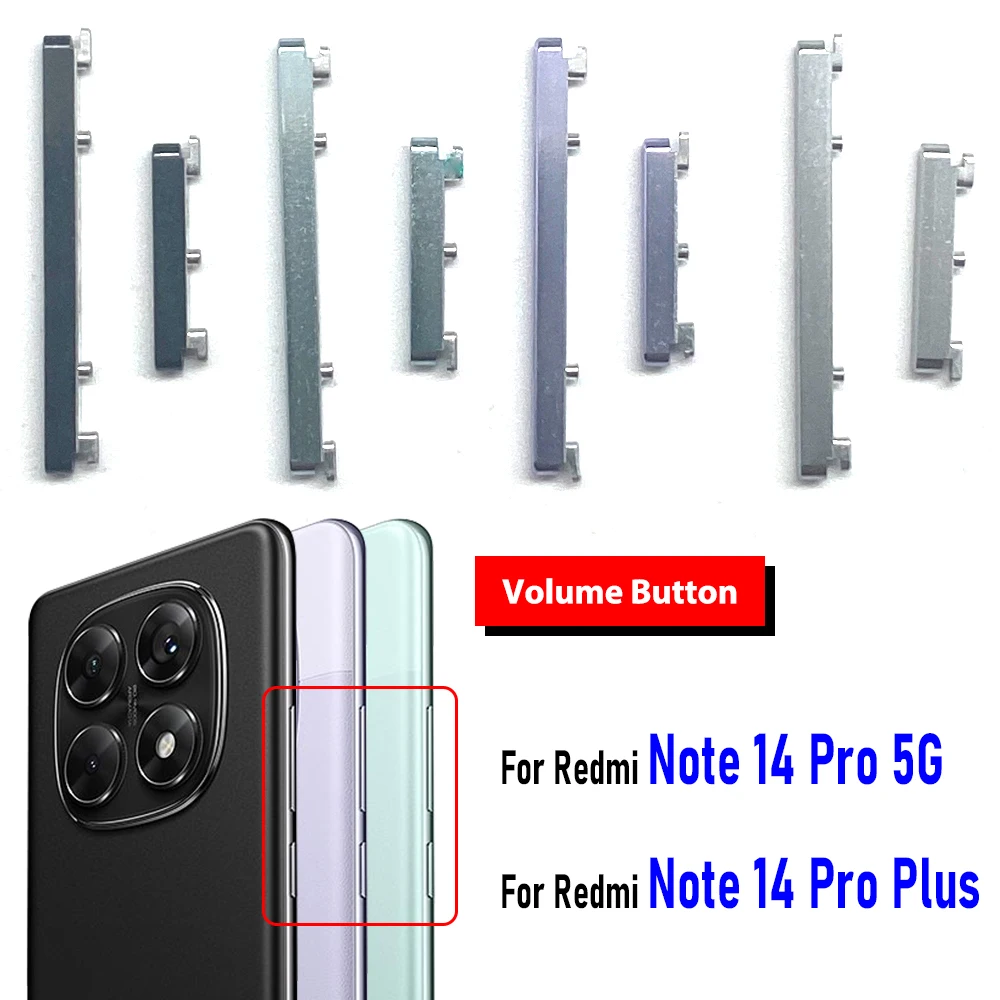 For Xiaomi Redmi Note 14 Pro Plus Side Volume Button + Power ON / OFF Buttton Key Set Replacement Part For Redmi Note 14 Pro 5G