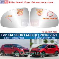 With BSD Heated Rearview Mirror Glass For Kia SPORTAGE #4th QL# 2016-2021 Fit US 2017-2022 /87611-D9000 F1000/Wing Mirror Lens