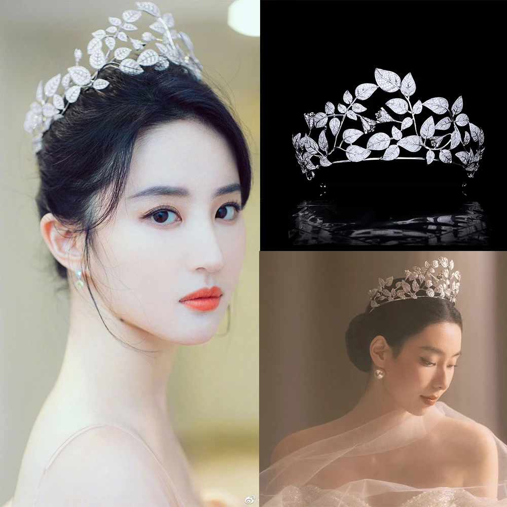 

HIMSTORY новые супер феи-стиль листья цветок диадемы микро-вставка циркон невесты свадебная корона для волос аксессуары для волос принцессы