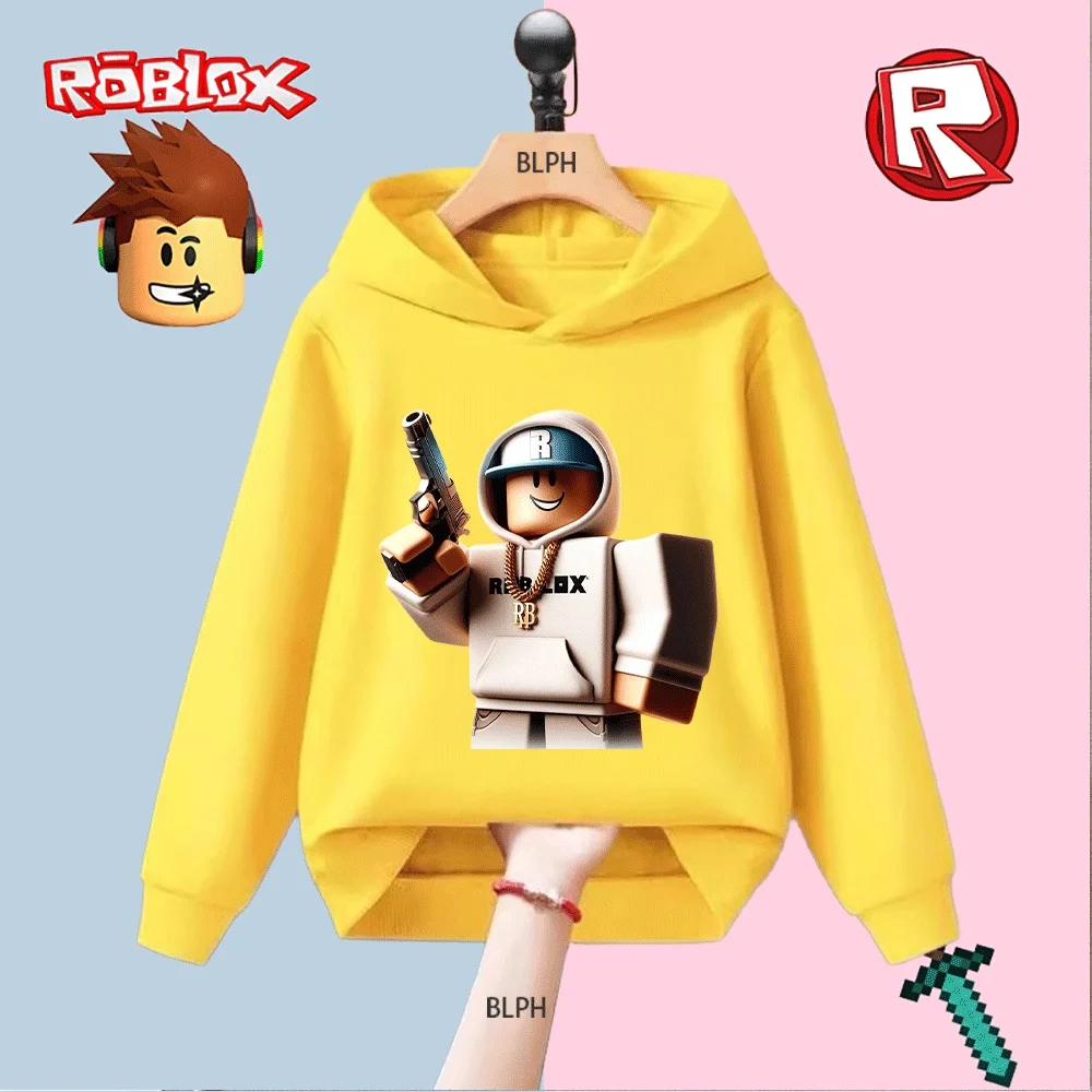 

Kids Hoodie with Roblox Character Print - Casual Long - Sleeve Sweatshirt for Boys Girls, Soft Comfortable Pullover, Trendy