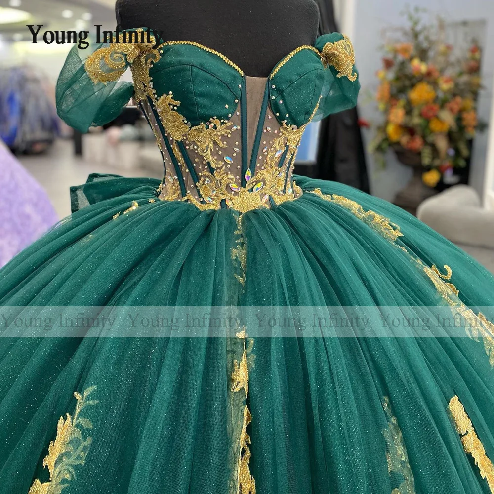 Customized Green Quinceanera Dresses 2024 Tulle Princess Ball Gown Sweet 16 Lace Applique Floral Vestidos De 15 Anos Birthday