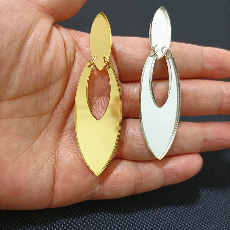 KUGUYS-pendientes de gota de agua acrílicos con espejo para mujer, joyería geométrica de Color dorado y plateado, accesorios de moda