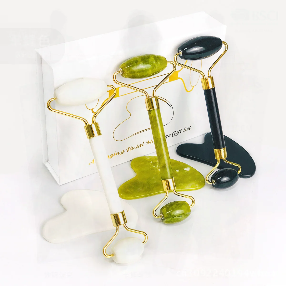 أدوات تدليك الوجه والرقبة ذات العرض المباشر، أسطوانة تدليك اليشم ولوحة غوا شا للوجه - أداة تجميل متعددة الوظائف رقم #1