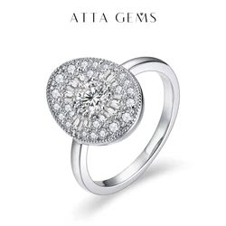 ATTAGEMS D/VVS1 Round Shape All Moissanite Diamond Rings for Women Man S925 Silver White Gold Plated Twilight Engagement Jewelry