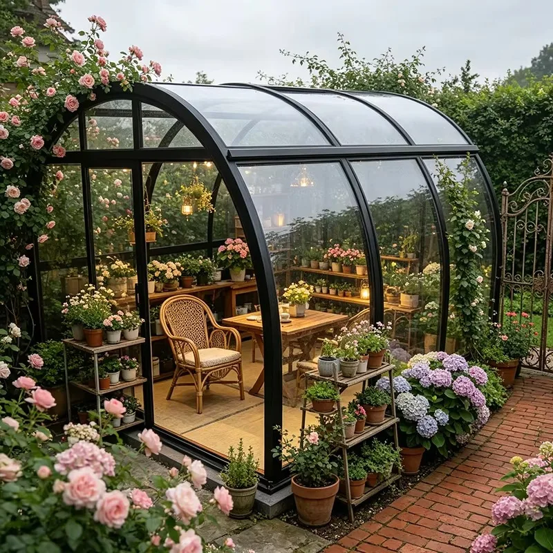 Modern Flat Roof Laminated Tempered Glass Sunroom Soundproof Waterproof Customizable For Garden Leisure Spaces