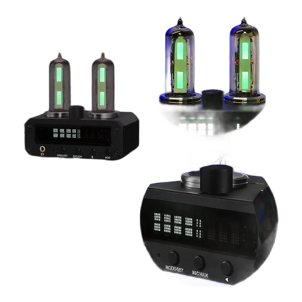 P2 Headphone Level Meter with 6E2 Vacuum Tube For VFD Display for FM For Radio and Digital Clock Functionality