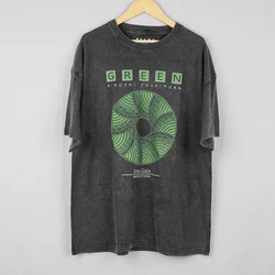 Hiroshi Yoshimura Green T-Shirt Inoyama Land Brian Eno Washed Loose Drop Shoulder Retro Men Summer Oversize Cotton Tee Shirt