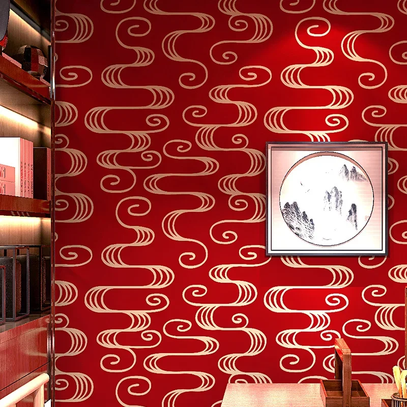 

Обои в китайском ретро-стиле, имитирующие классическую чайную комнату в стиле дзен, красные обои для ресторана, фоновые обои для телевизора.