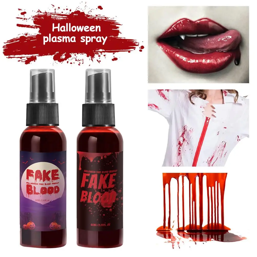 60ML płynny spray plazmowy Halloweenowy spray plazmowy Realistyczny krew Horror Fałszywy krew Wampir-Klood na Halloween Cosplay Tool X2R9