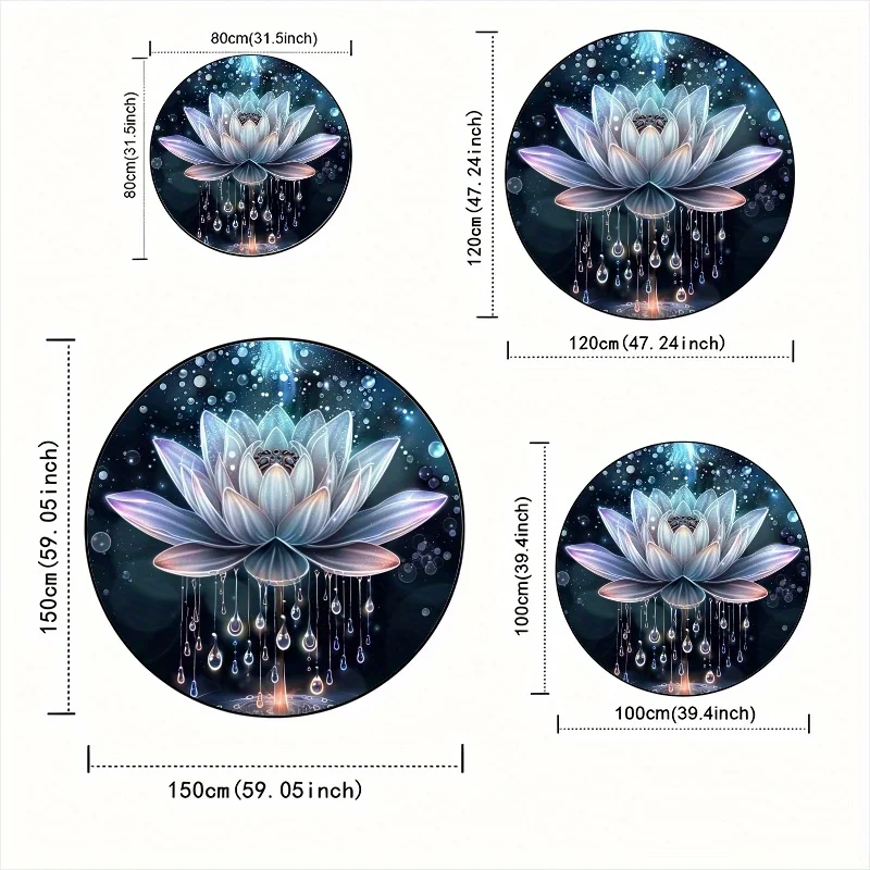 1pc Glowing for Lotus Flower Floor Mat - Non-Slip Machine Washable Round Mat with Self-Lit Design, Soothing Blue & Pink for Lotu