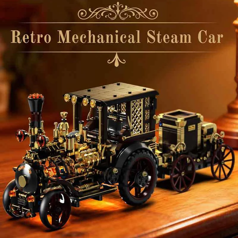 

Vintage Steam Mechanical Classic Car Model Building Blocks Set, DIY Ornament, Decorative Collectible, Holiday & Birthday Gift
