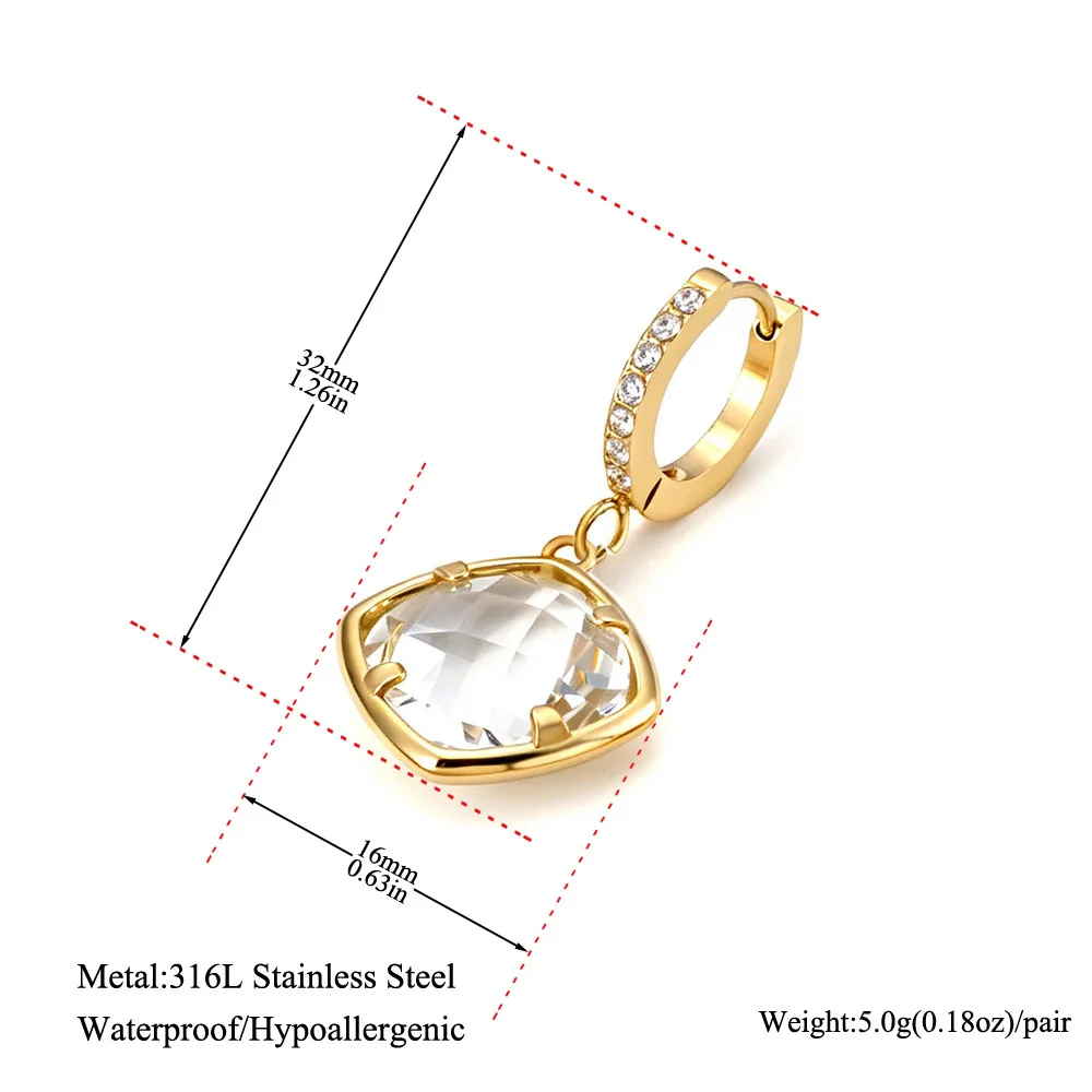 JeeMango Hochwertige runde Ohrringe aus tschechischem Glas aus Edelstahl für Damen, vergoldet, exquisiter Hochzeitsschmuck E26109 – Detail 10