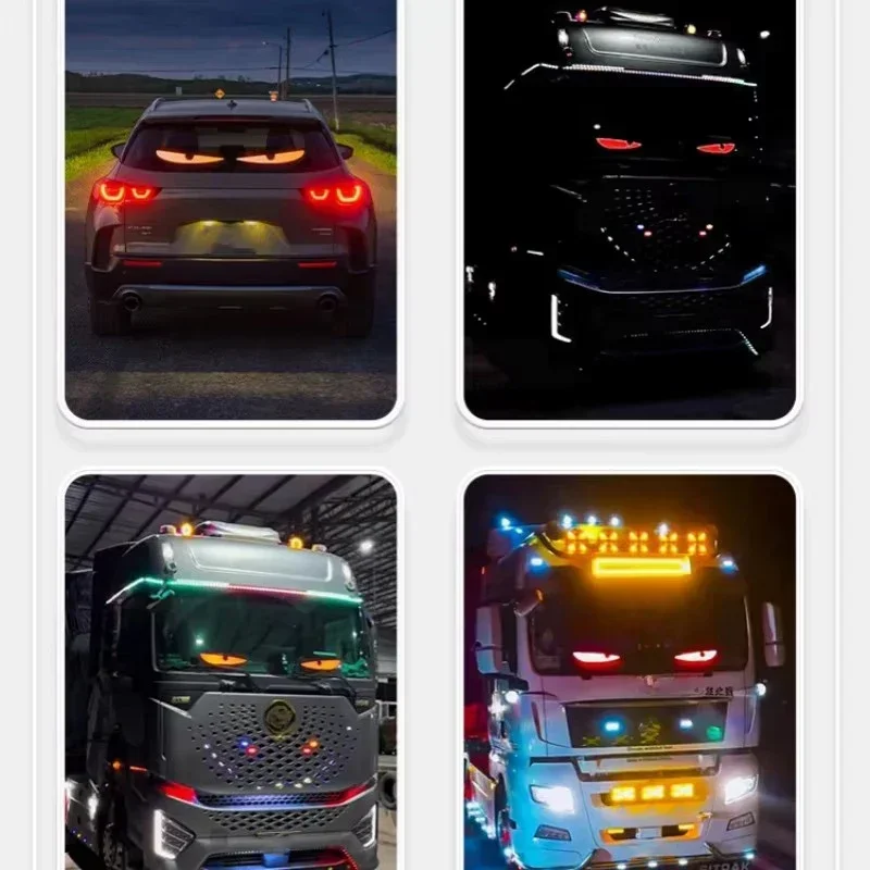 Дьявольский глаз, лобовое стекло грузовика с дистанционным управлением, гибкий глаз, анимация, показывающая интеллектуальную информацию о прокрутке, мягкий глаз, логотип Led