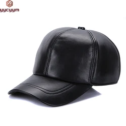 Fashion Cap New Adult Leather Hat Men's Warm Leather Baseball Cap Male Men Outdoor Street Hip Hop Hat Leather Hat Windproof Hat