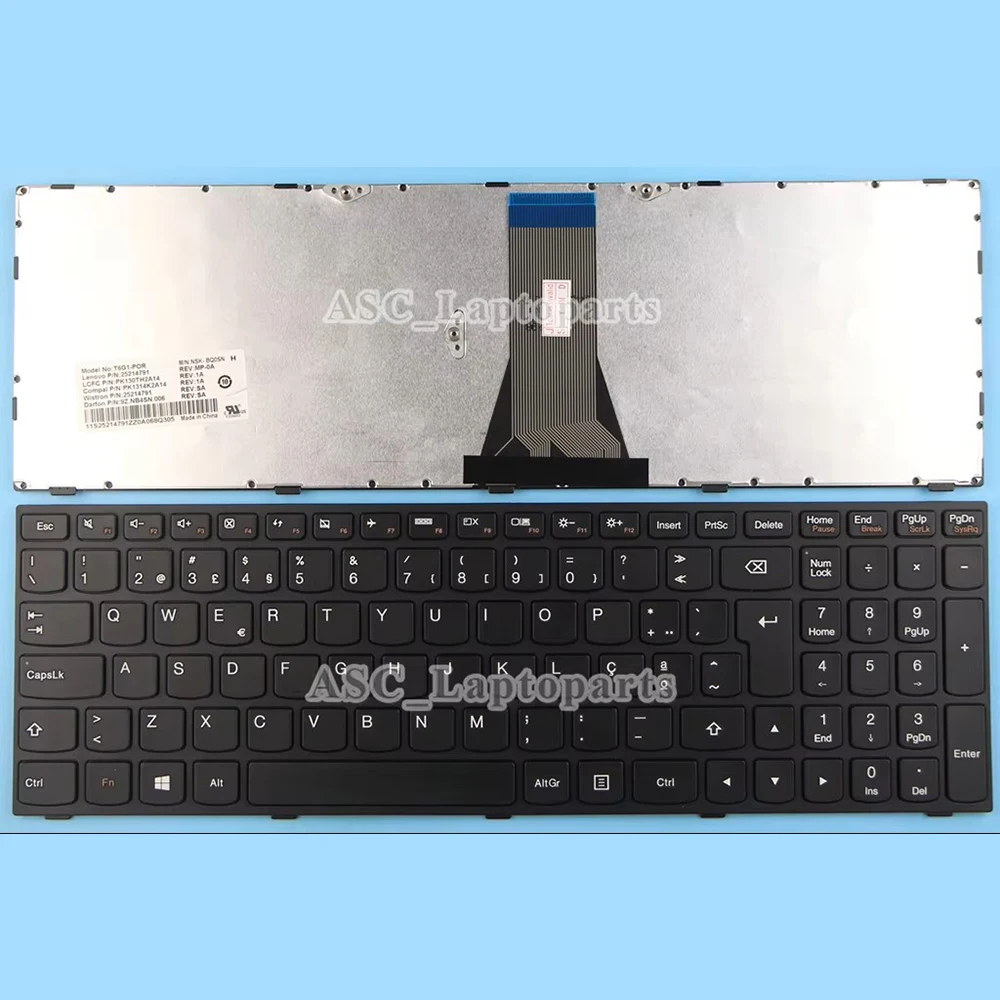 New Portuguese Teclado Keyboard For Lenovo Ideapad 300-15ibr 300-15isk 300-17ISK Black Frame Black