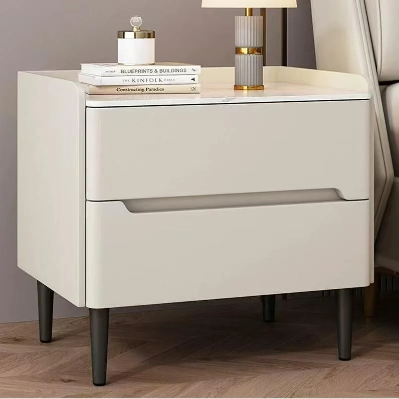 

//Luxury Modern Slab Bedside Table With Golden Leg Advanced Feeling Nightstands For Bedroom