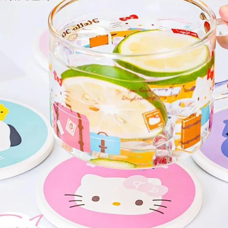 Sanrio Cartoon Coaster Round Ceramic Coaster Thermal Insulation Anti-Scalding Home Decoration