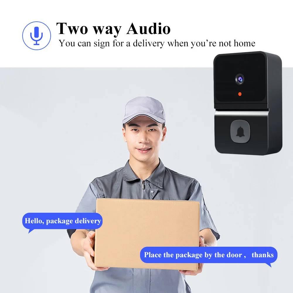 Smart Wireless Video Doorbell WiFi HD Night Vision Camera Home Security System Remote Intercom Two Way Audio Chime Set