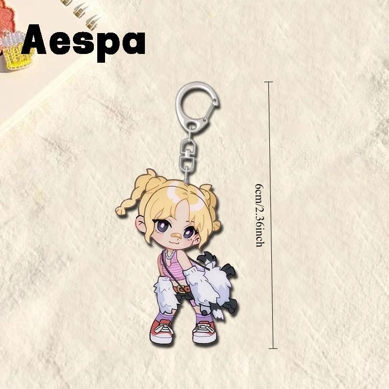 4 Pcs Aespas Q Version Transparent Acrylic Keychain Cartoon Pattern Bag Charm Handbag Backpack Decor - view 5