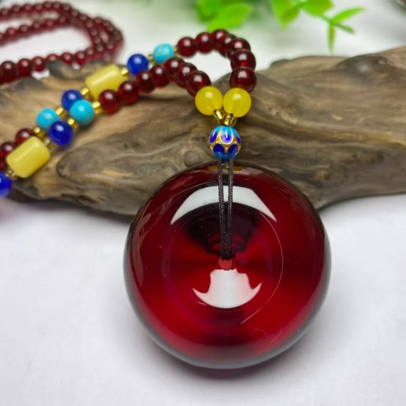 Blood Silk Ber Amber Beeswax Water Drop No Matter Card Pendant Wenwan Sweater Chain Jewelry
