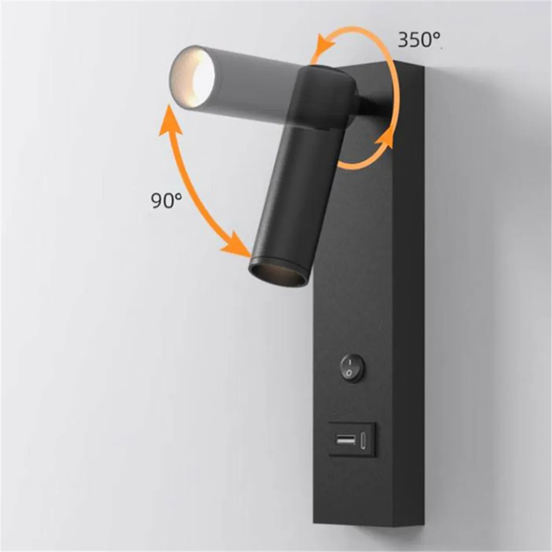 Imagem -04 - Luz de Parede Led Moderna com Portas de Carregamento Usb tipo c Arandela de Parede Ajustável com Interruptor e Portas Usb para Cabeceira e Sala de Estar