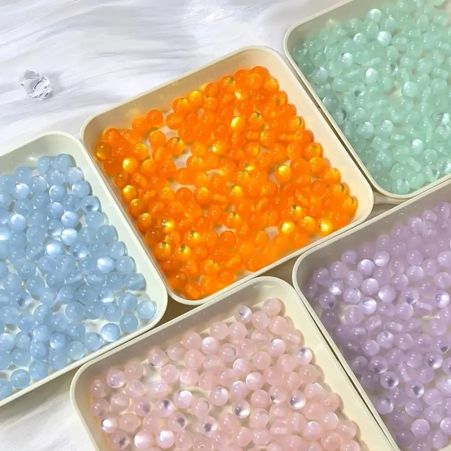 1/5/10/20/50/100pcs 8mm Transparent Resin Cat's Eye Beads Suitable for DIY Jewelry Making, High-Gloss Suitable for Necklace Brac