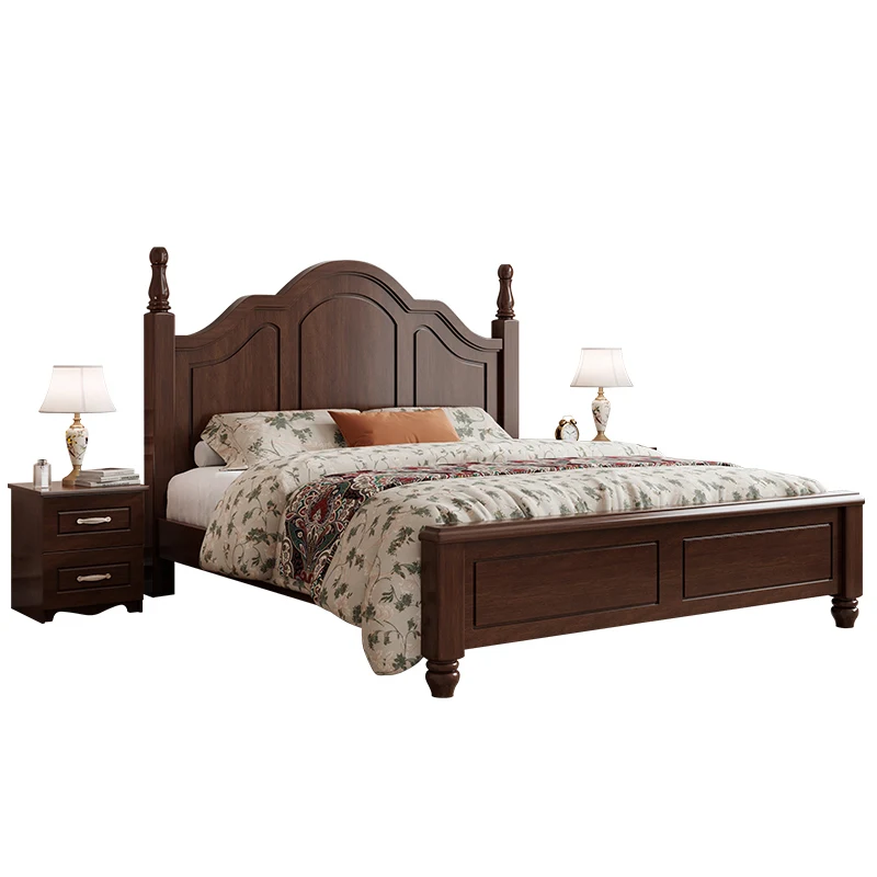 

American Walnut Solid Wood Single Double Bed Retro Solid Wood Bed Retro