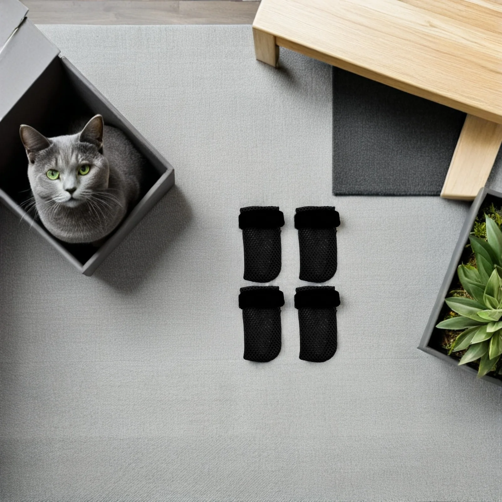 

4Pcs Cat Mittens to Prevent Scratching Adjustable Breathable Mesh Claw Protectors Anti-Scratch Booties for Grooming Bathing Vet