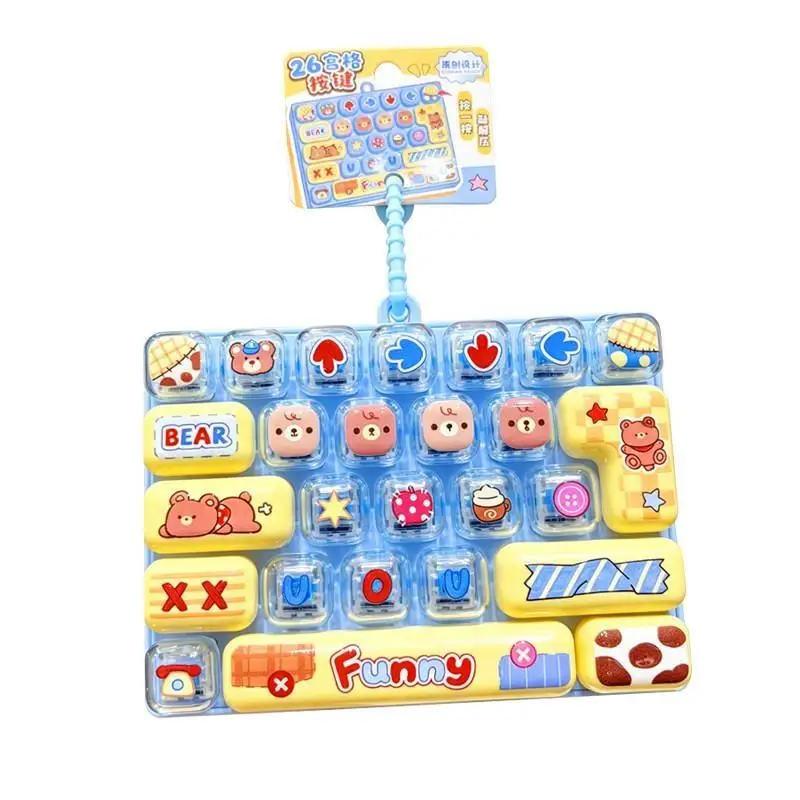 Fidget Button Keychain 26 Key Cute Decompression Toy Bag Hanging Ornament Fun Stress Relief Pendant Kids No Boredom Safe Click