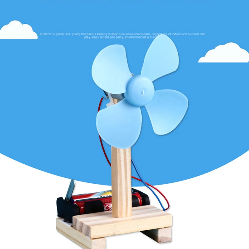 1PC Blue DIY Electric Fan Experiment Model for Elementary Physics Science Education Do-It-Yourself Educational Toy