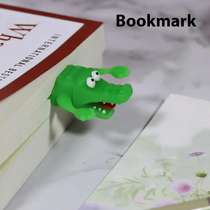 1PC 3D Stereo Bookmark Creative PVC Cartoon Marker Book Clip Shark Crocodile Bookmark Of Pages Kids Gifts School Stationery