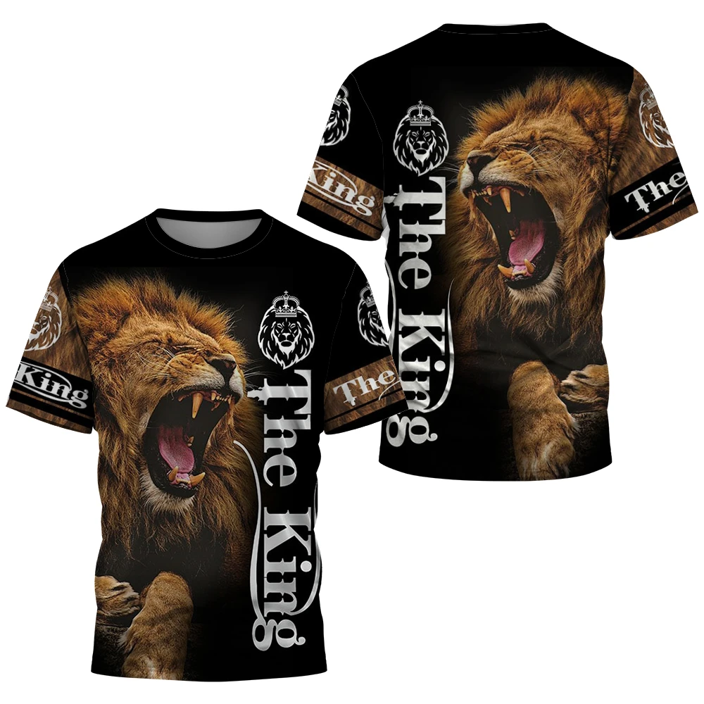 

Fashion Casual 3D Printed Fierce Lion Pattern Men's T-shirt Summer Sports Fitness Breathable Cool Men's Short Sleeve O-neck Tops