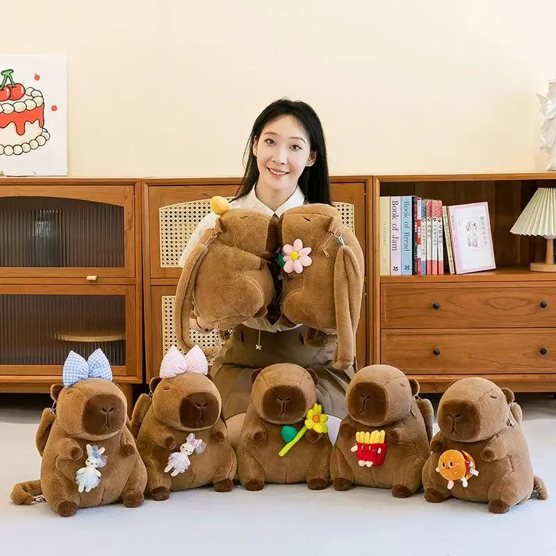 

Cute Capybara Plush Backpack Funny Cartoon Capybara Shoulder Bag Student Fur Bag Plush Capybara School Bag for Kids