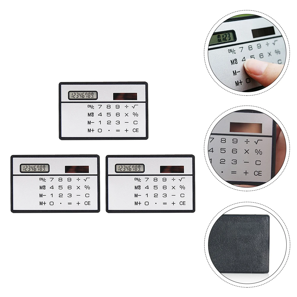 

Solar Powered Calculator Ultra Thin Mini Portable for Students School Office Supplies Plastic Design Easy to Carry