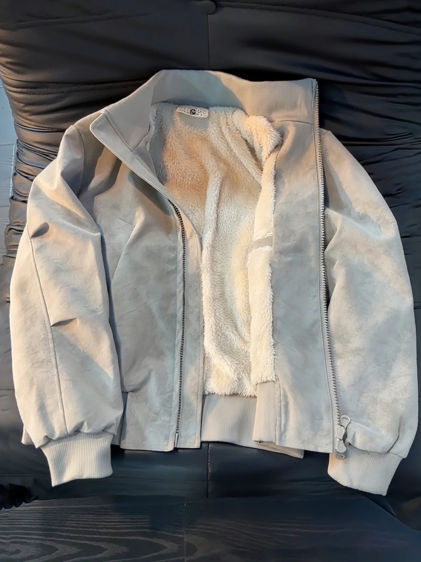 

Мужская зимняя утепленная куртка из искусственной кожи с подкладкой из овечьего бархата в американском стиле, мотоциклетная куртка из ПУ кожи, хлопковое пальто для молодежи