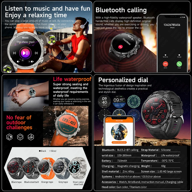 For Huawei Xiaomi GPS Track Smart Watch Men 1.85-Inch Ultra HD AMOLED Screen 710 Mah Battery Bluetooth Call SmartWatch 2025 New