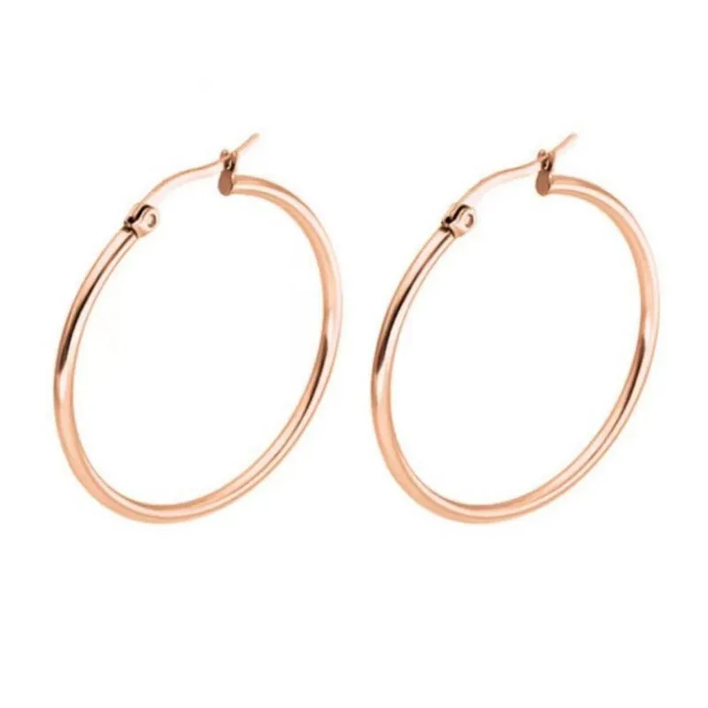 2pcs Stainless Steel Simple Classic Round Circle Hoop Earrings For Women Men, Punk Smooth Big Or Small Huggie Earring Pendientes image 6