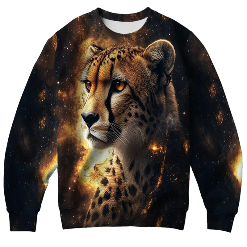 Vintage Cheetah Graphic Sweatshirts Cheetah's Womens Mens Crewneck Long Sleeve Pullovers Leopard Print Unisex Sweater Y2k Tops