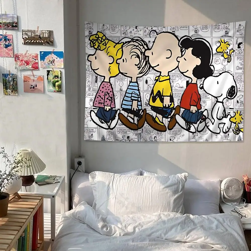 Cute Dog S-Snoopy Printed Large Wall Tapestry Indian Buddha Wall Decoration Witchcraft Bohemian Hippie Wall Art Decor