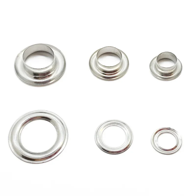 20~50 Set Stainless Steel Eyelets Grommets M4 M5 M6 M8 M10 M12 Silver with Washer Grommet,for Leather Craft Repair Shoes