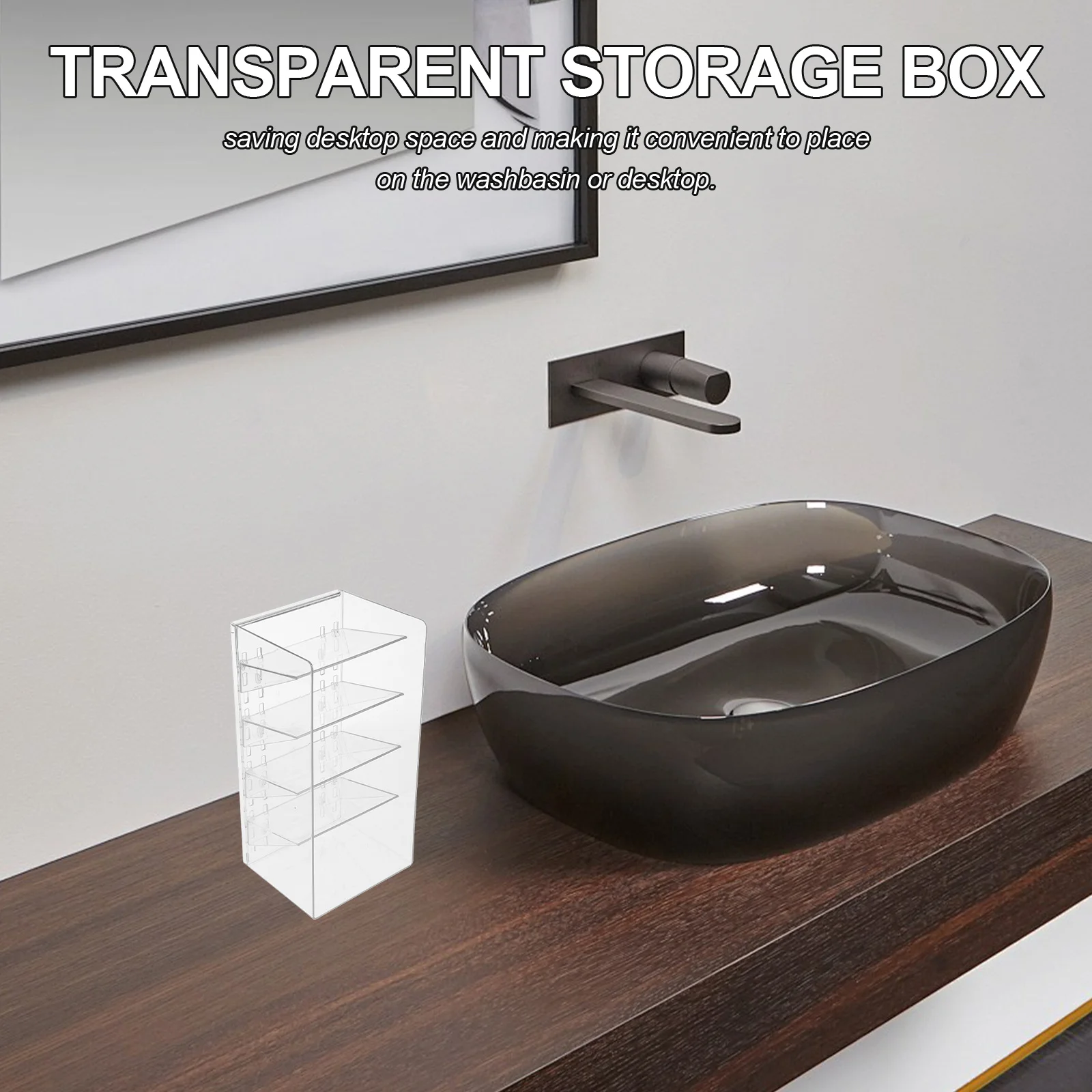 

Bathroom Makeup Organizer Box Pet Material Vintage Style Cosmetics Storage Box for Vanity Desktop Bathroom Organizer Makeup