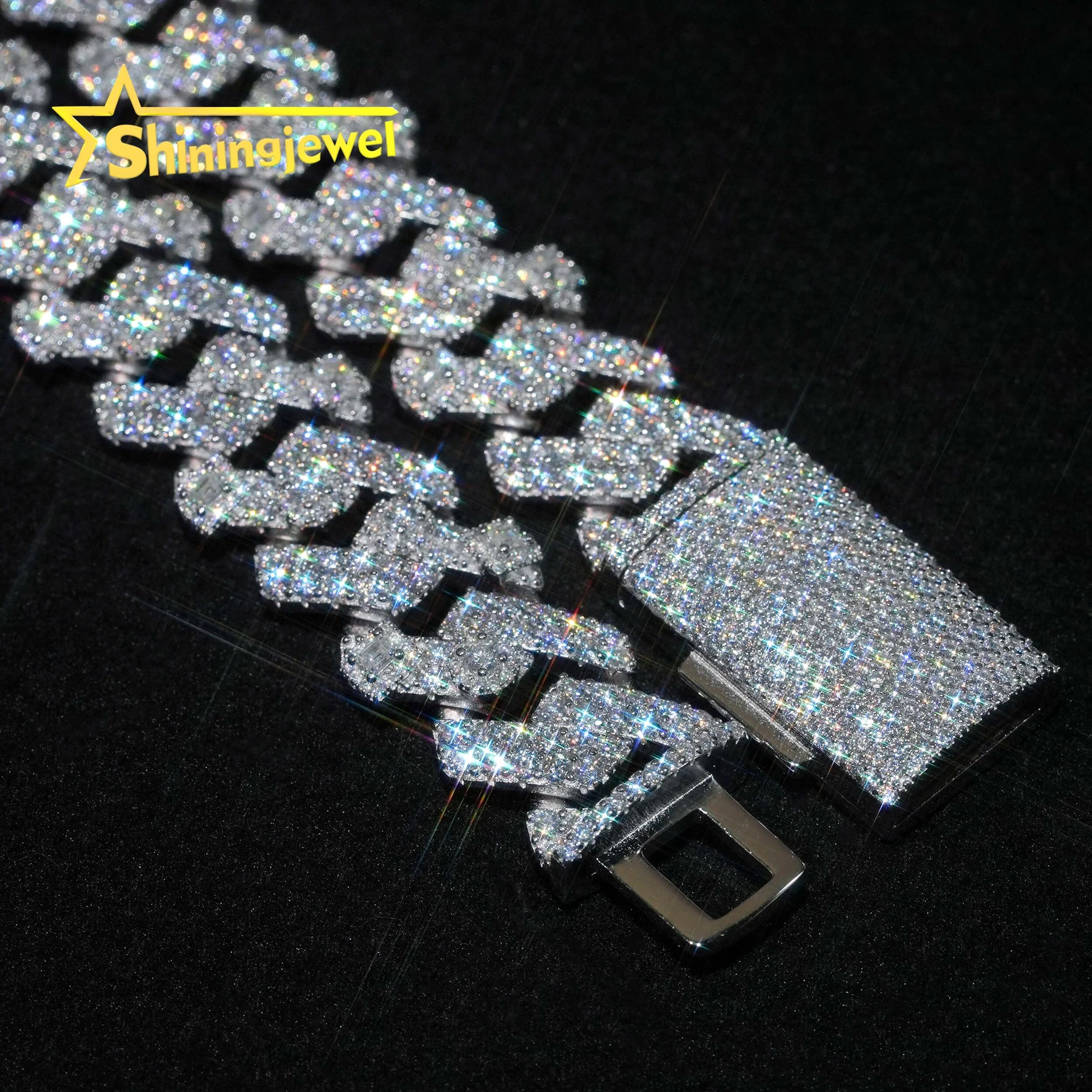 Bargain Sale 18mm Cuban Link Chain Button Design Moissanite Cuban Bracelet Necklace Custom Hip Hop Diamond Cuban Links，