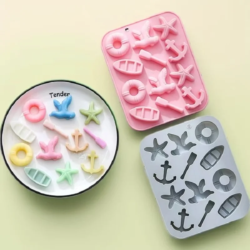 Seagull Ship Starfish Theme Shape Silicone Cake Mold Biscuit Mold Chocolate Mold High Quality Food Grade Material Kitchen Tools