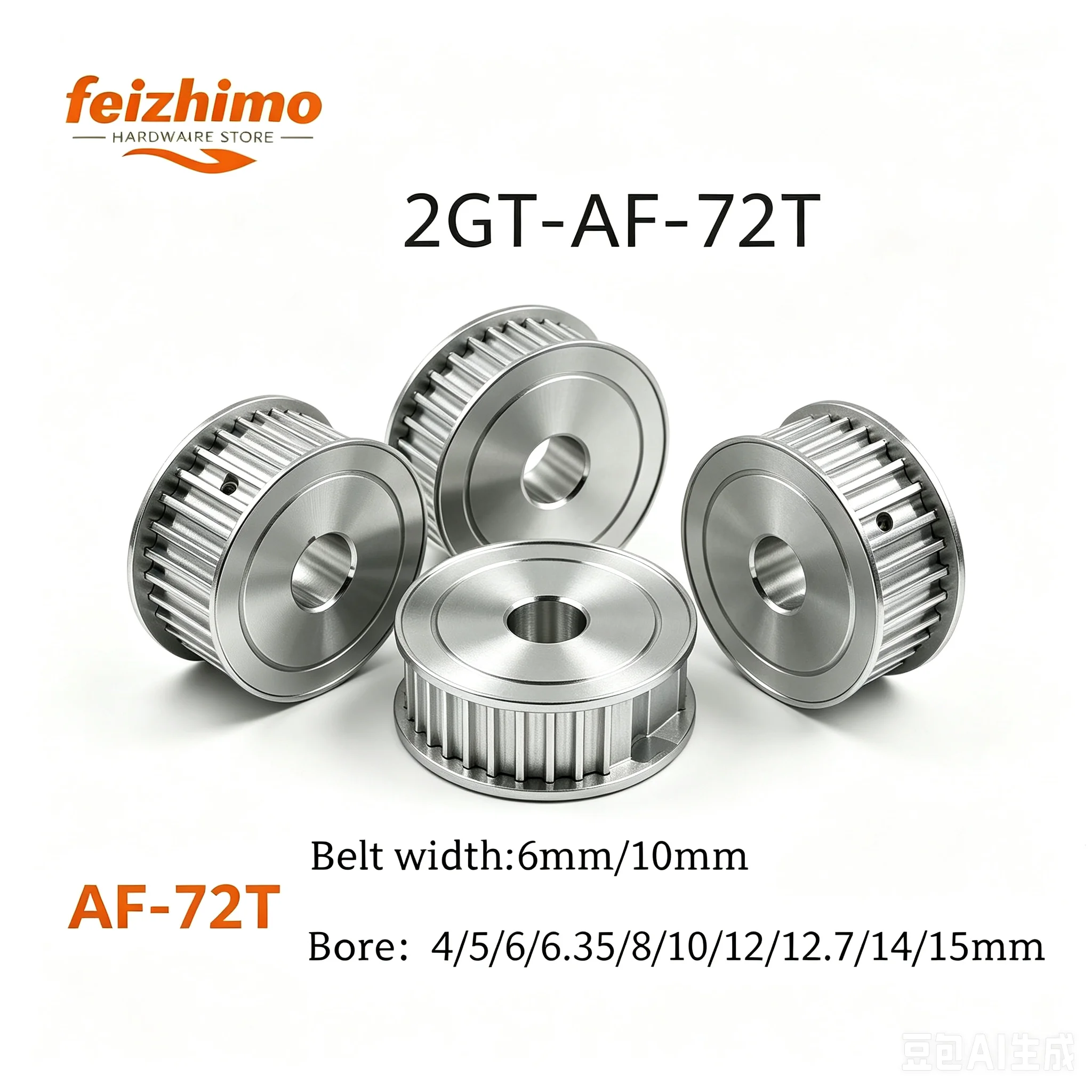 2GT AF Type Timing Belt for 3D Printing GT2/2GT 72T Pulley Aperture 4-15mm Belt Width 6mm/10mm - 3D Printer Accessory