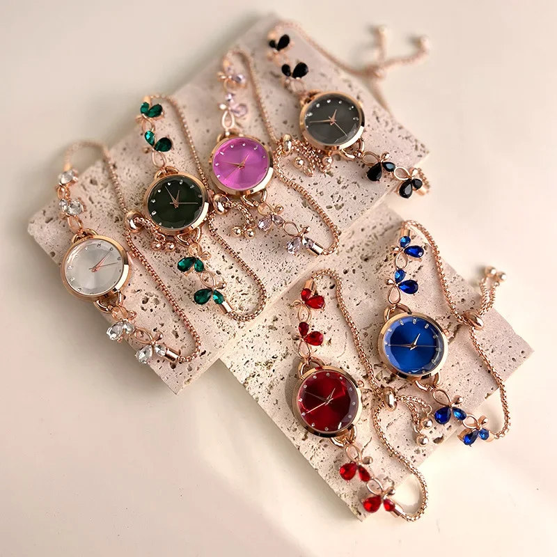 ساعات يد كوارتز مع ربطة عنق للنساء ، ساعة سوار بسيطة ، هدية فاخرة للفتيات ، هدية للسيدات