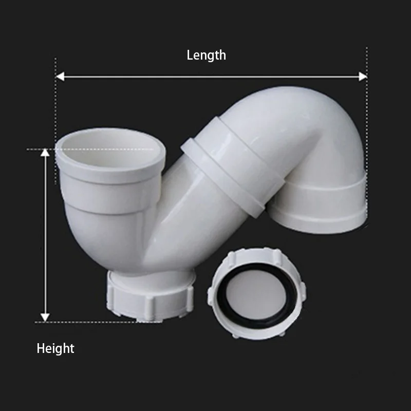 1/2pcs PVC S-type Water Storage Elbow S Bend Type Connector Kitchen Bathroom Drainage Pipe Fittings Inner Dia 50/75/110mm﻿